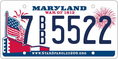 MD license plate 7BB5522
