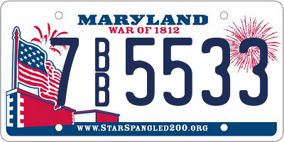 MD license plate 7BB5533