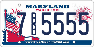 MD license plate 7BB5555