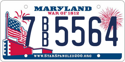 MD license plate 7BB5564