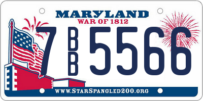 MD license plate 7BB5566