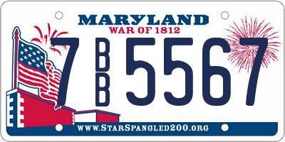 MD license plate 7BB5567