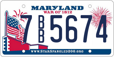 MD license plate 7BB5674