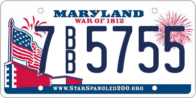 MD license plate 7BB5755