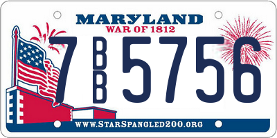 MD license plate 7BB5756