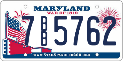 MD license plate 7BB5762