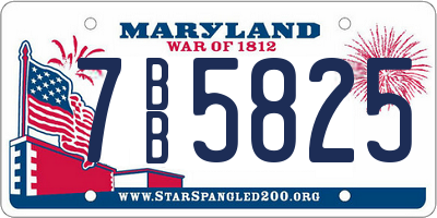 MD license plate 7BB5825