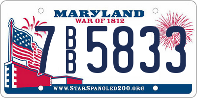 MD license plate 7BB5833