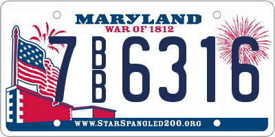 MD license plate 7BB6316