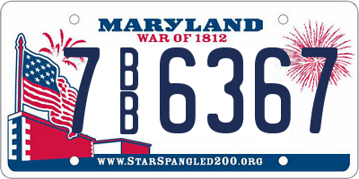 MD license plate 7BB6367