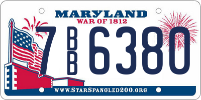 MD license plate 7BB6380