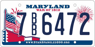MD license plate 7BB6472