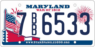 MD license plate 7BB6533