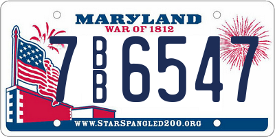 MD license plate 7BB6547