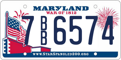 MD license plate 7BB6574