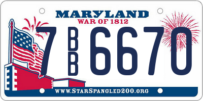 MD license plate 7BB6670