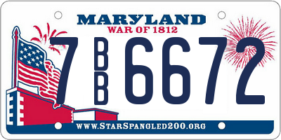 MD license plate 7BB6672