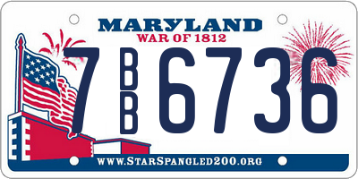 MD license plate 7BB6736