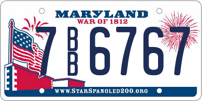 MD license plate 7BB6767