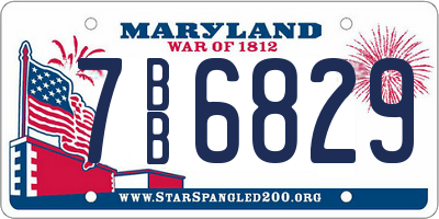 MD license plate 7BB6829