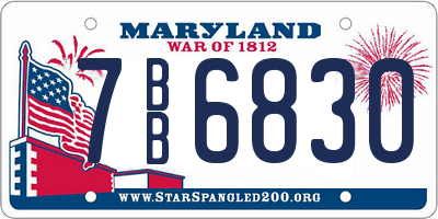 MD license plate 7BB6830