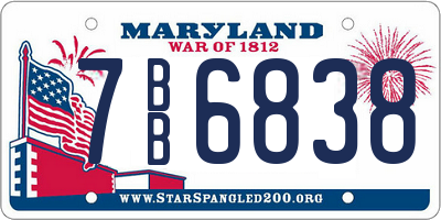 MD license plate 7BB6838