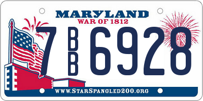 MD license plate 7BB6928