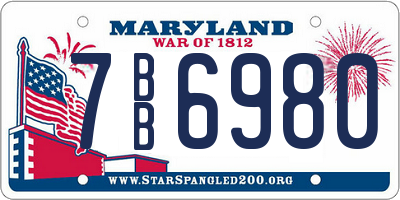 MD license plate 7BB6980