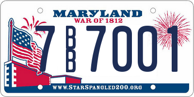 MD license plate 7BB7001