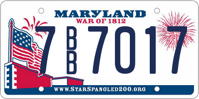 MD license plate 7BB7017
