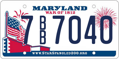 MD license plate 7BB7040