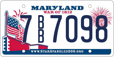 MD license plate 7BB7098