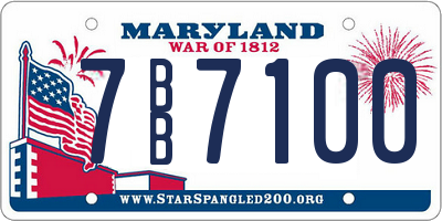 MD license plate 7BB7100