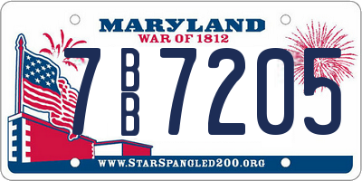 MD license plate 7BB7205