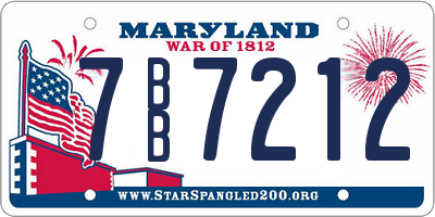 MD license plate 7BB7212