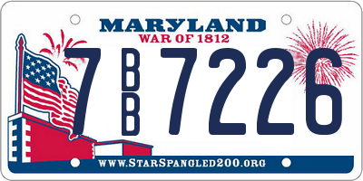 MD license plate 7BB7226