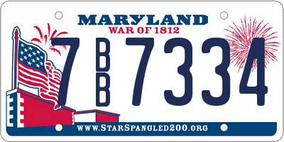 MD license plate 7BB7334