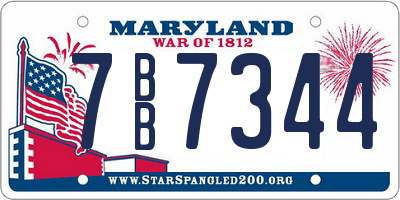 MD license plate 7BB7344