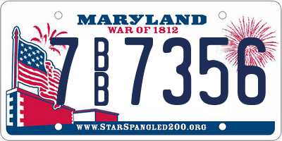 MD license plate 7BB7356