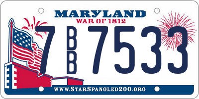 MD license plate 7BB7533