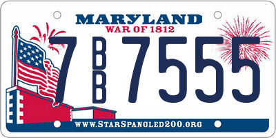 MD license plate 7BB7555