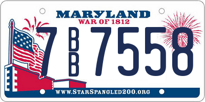 MD license plate 7BB7558