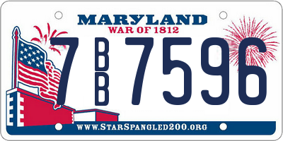 MD license plate 7BB7596