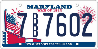 MD license plate 7BB7602