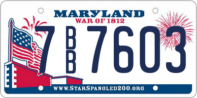 MD license plate 7BB7603