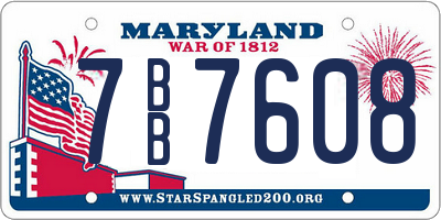 MD license plate 7BB7608