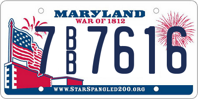MD license plate 7BB7616