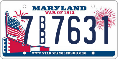 MD license plate 7BB7631