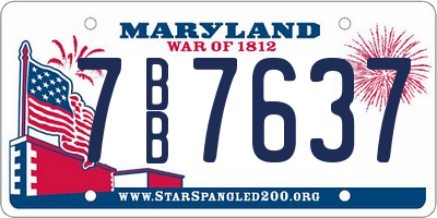 MD license plate 7BB7637