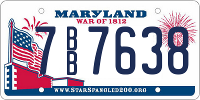 MD license plate 7BB7638
